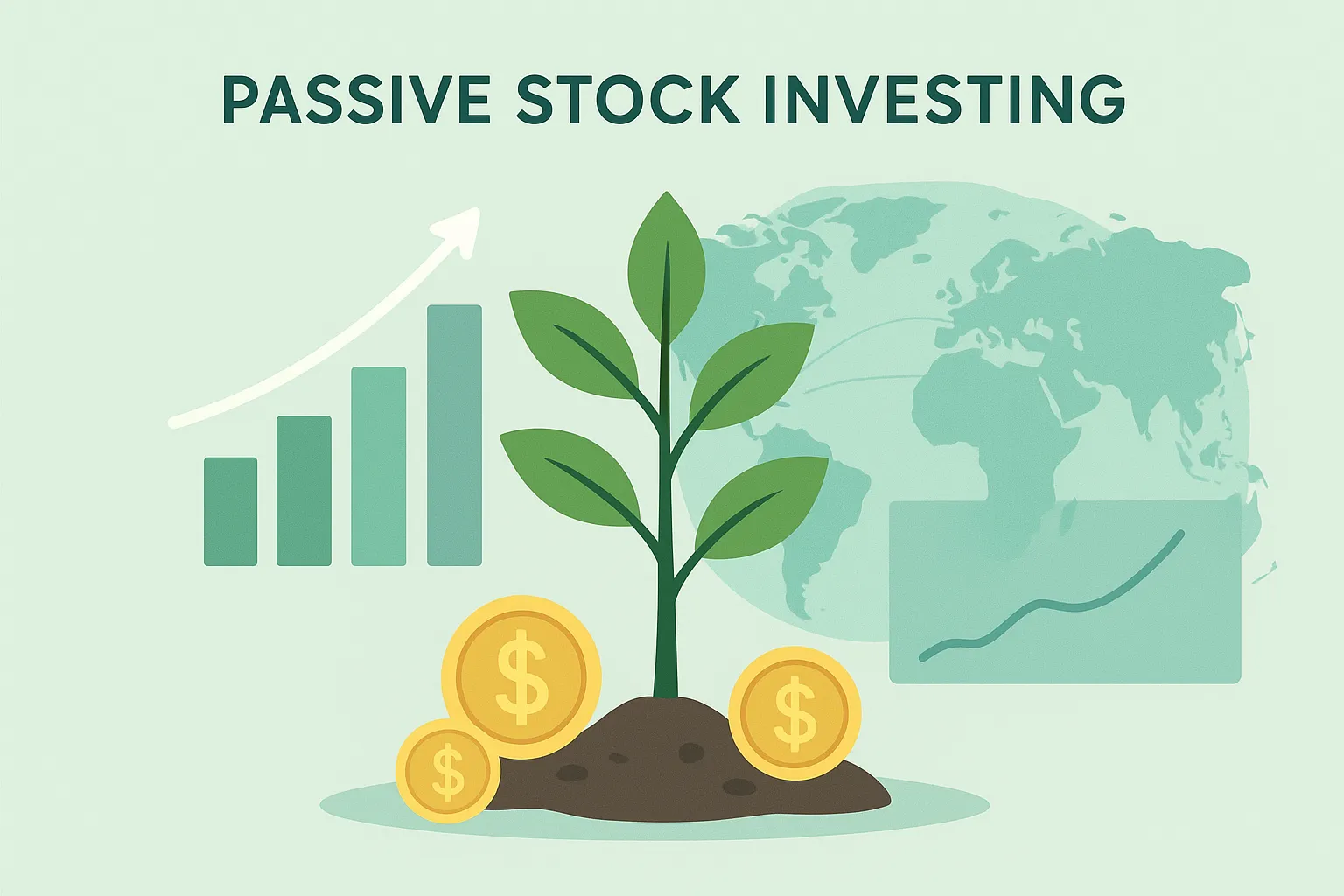 A visual guide to 5starsstocks.com passive stocks strategy, showing a growing plant with compounding coins to represent secure, long-term wealth accumulation.