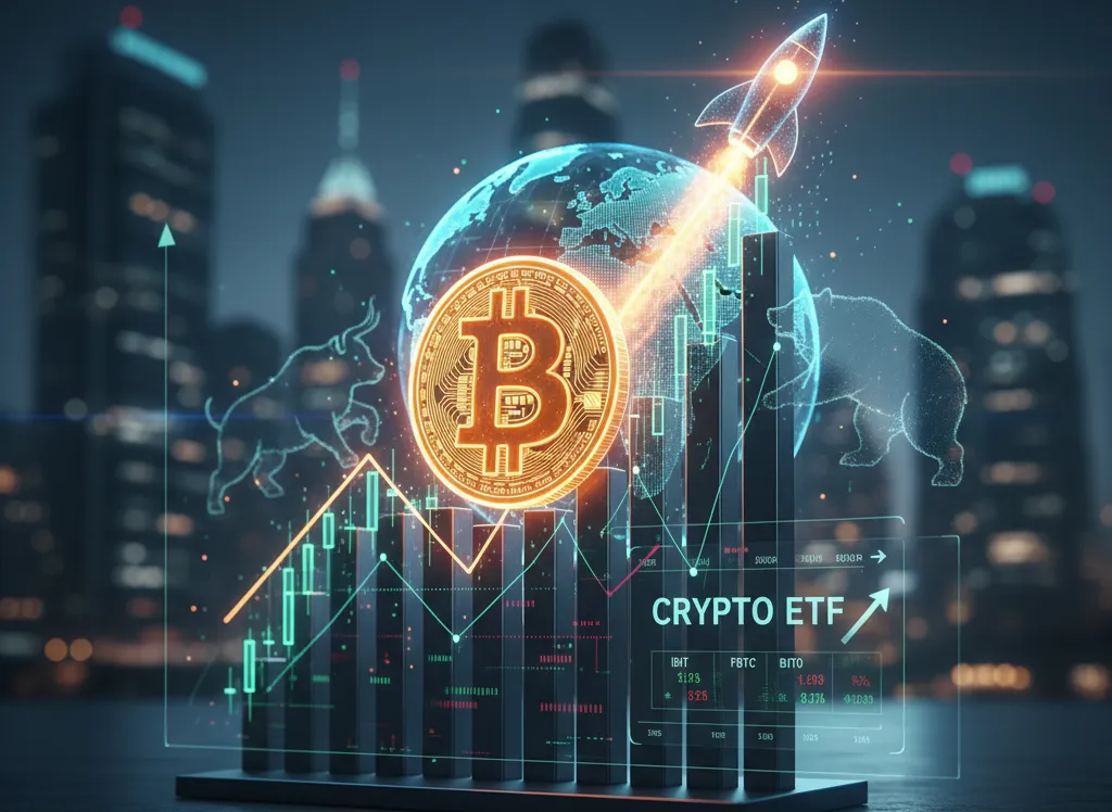 Comparison graphic showing BITO fintechzoom.com crypto etf roll decay vs. Spot Bitcoin ETF performance, illustrating contango on a trading chart.